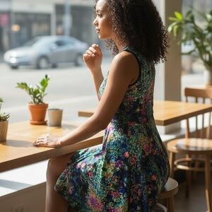 Cynthia Rowley Floral Sleeveless Fit Flare tea length Dress Size 8.